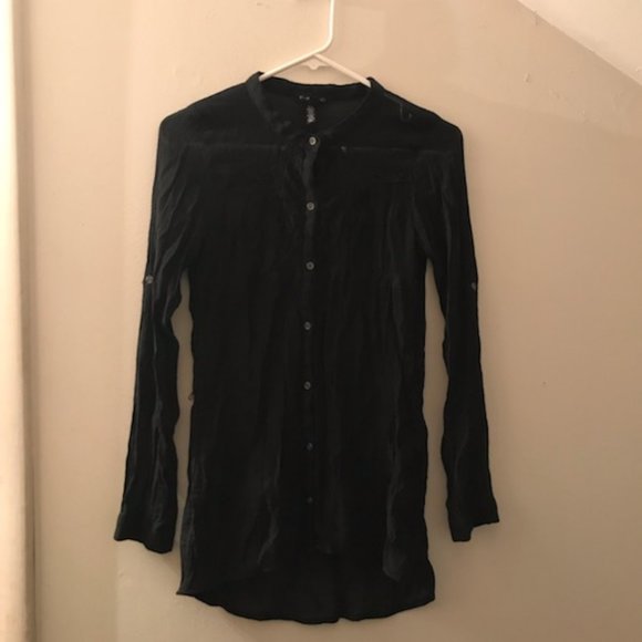 🍁5/30$!! EUC Lace FANG Button Down Black Shirt - Picture 2 of 11